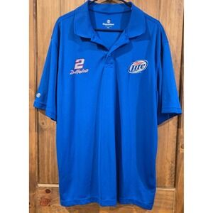 Holloway NASCAR Miller Lite Polo Shirt XL Blue Embroidered Logo #2 Signature